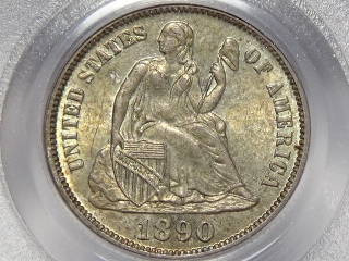 1890 Seated Dime MS64 PCGS