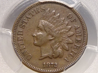 1872 Indian Cent VF30 PCGS