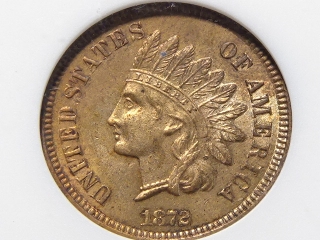 1872 Indian Cent MS63 RB ANACS MPD-001